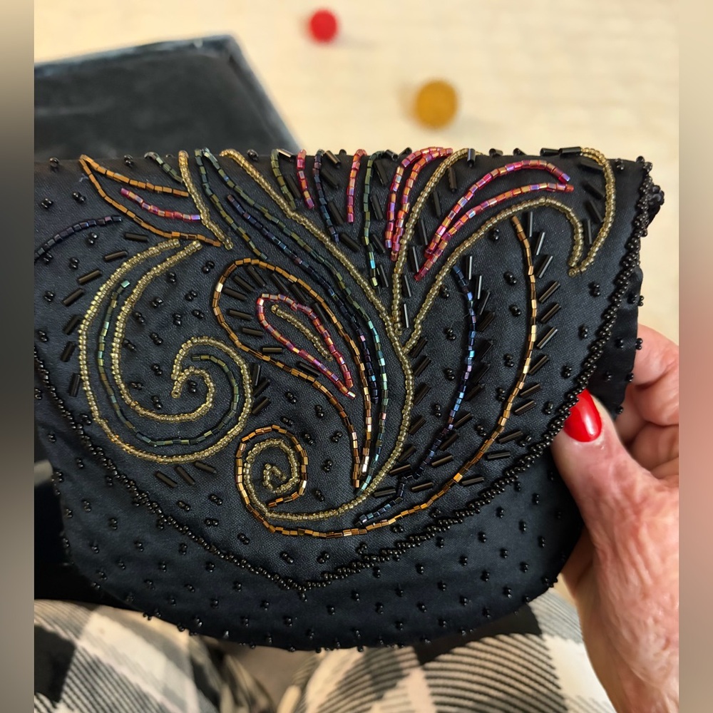 Embroidered Black shoulder bag